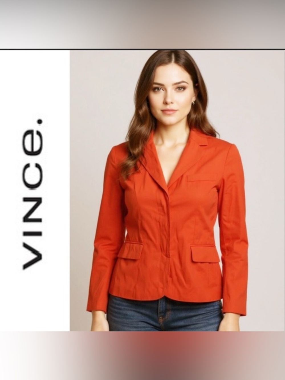 Vince Orange Blazer Size 8 Business Casual Career Workwear